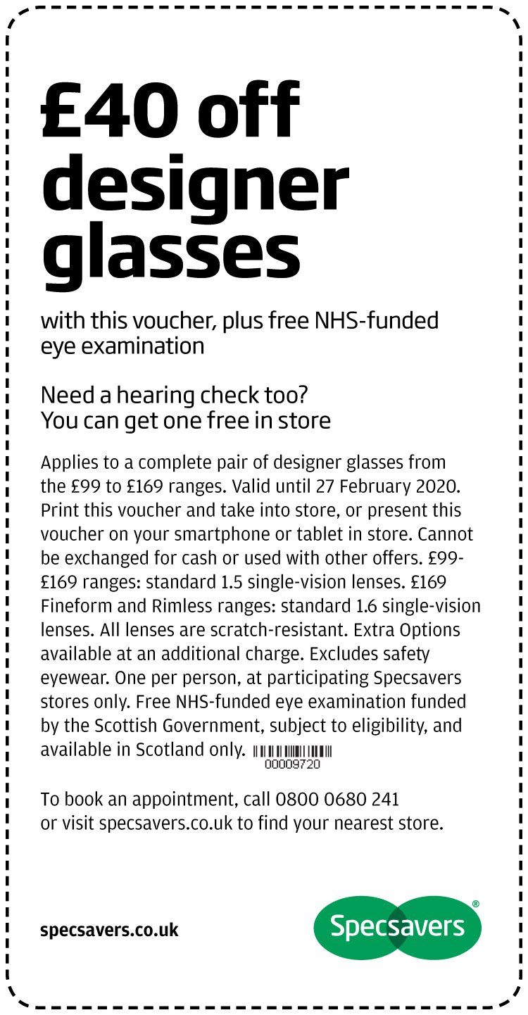 Specsavers free glasses voucher 2025